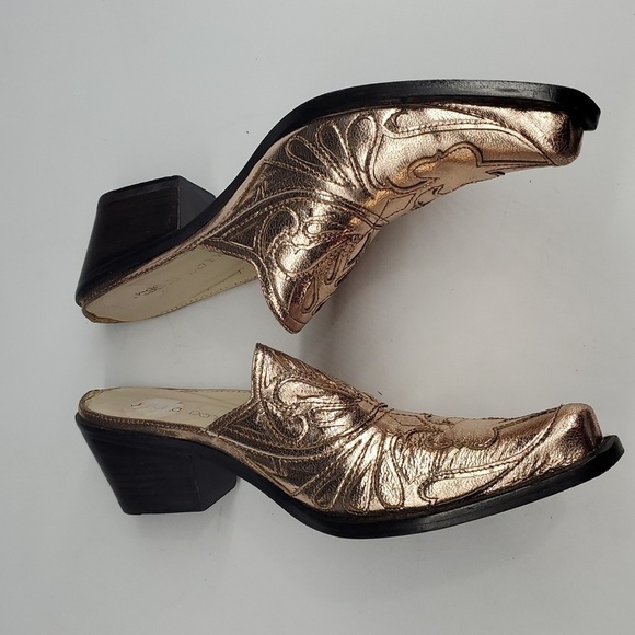 Jessica Bennett Mules JBoheme Western Glam Cowgirl Metallic 7.5 - Picture 10 of 12